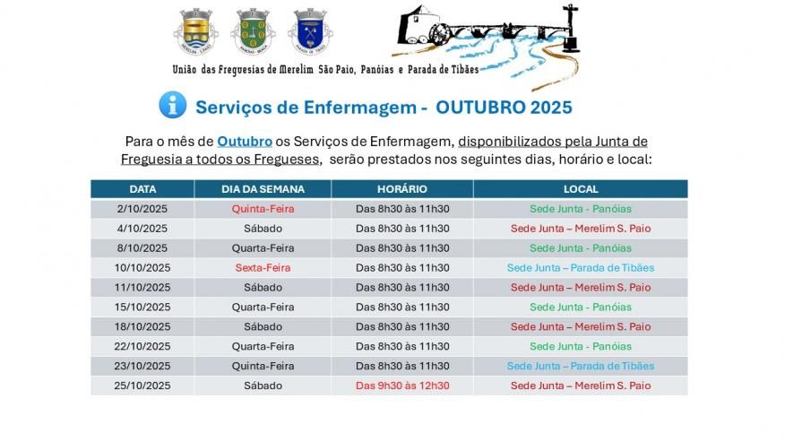 SERVI&Ccedil;OS DE ENFERMAGEM | OUTUBRO